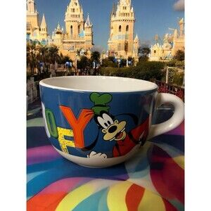 Disney Goofy Oversized Coffee Tea Soup Mug Born to be Goofy Red White Blue NEW